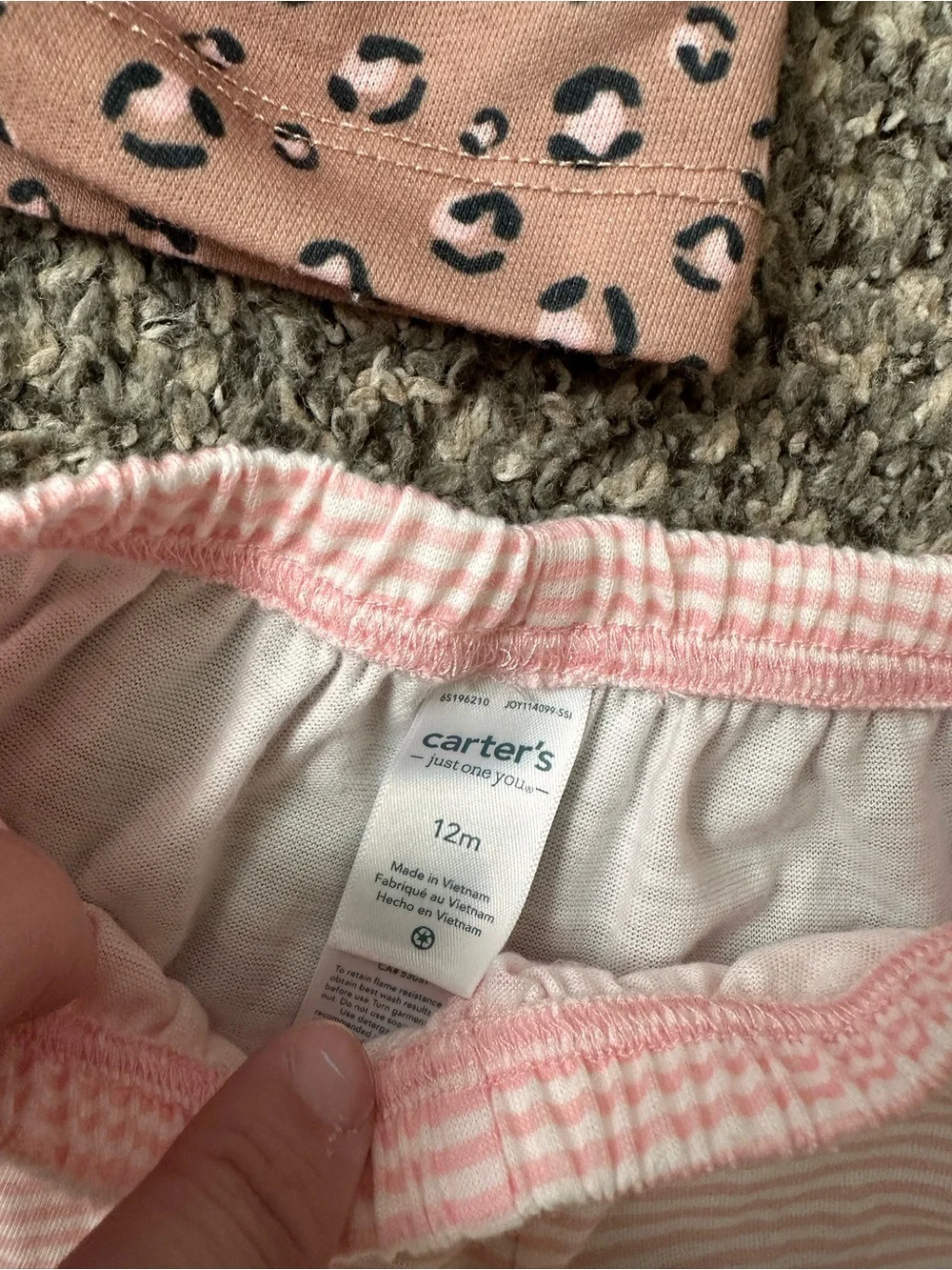 Carter's Pink Leopard Tee, Joggers & Light Pink Stripe Shorts Pajama Set